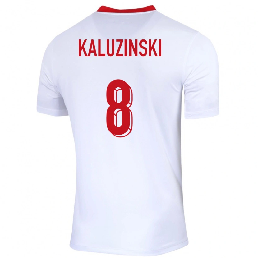 Danxen Børn Polen Jakub Kaluzinski #8 Hvid Hjemmebane Spillertrøjer 24-26 Trøje T-Shirt