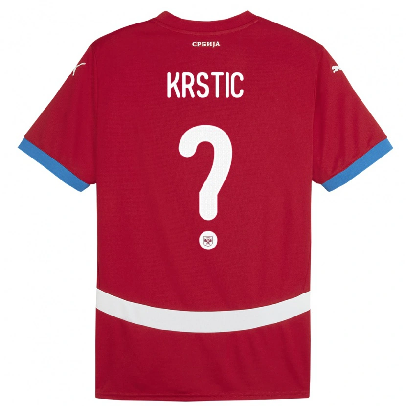 Danxen Børn Serbien Nikola Krstic #0 Rød Hjemmebane Spillertrøjer 24-26 Trøje T-Shirt
