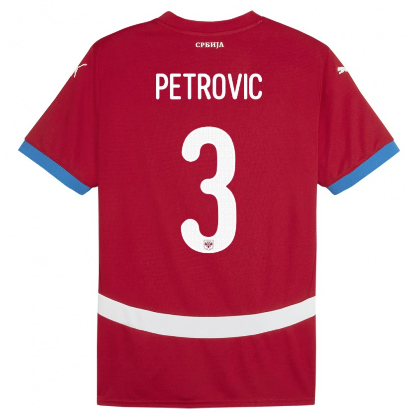 Danxen Børn Serbien Stefan Petrovic #3 Rød Hjemmebane Spillertrøjer 24-26 Trøje T-Shirt