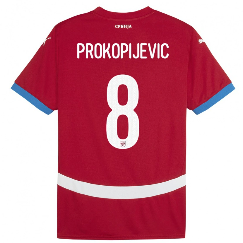 Danxen Børn Serbien Mateja Prokopijevic #8 Rød Hjemmebane Spillertrøjer 24-26 Trøje T-Shirt