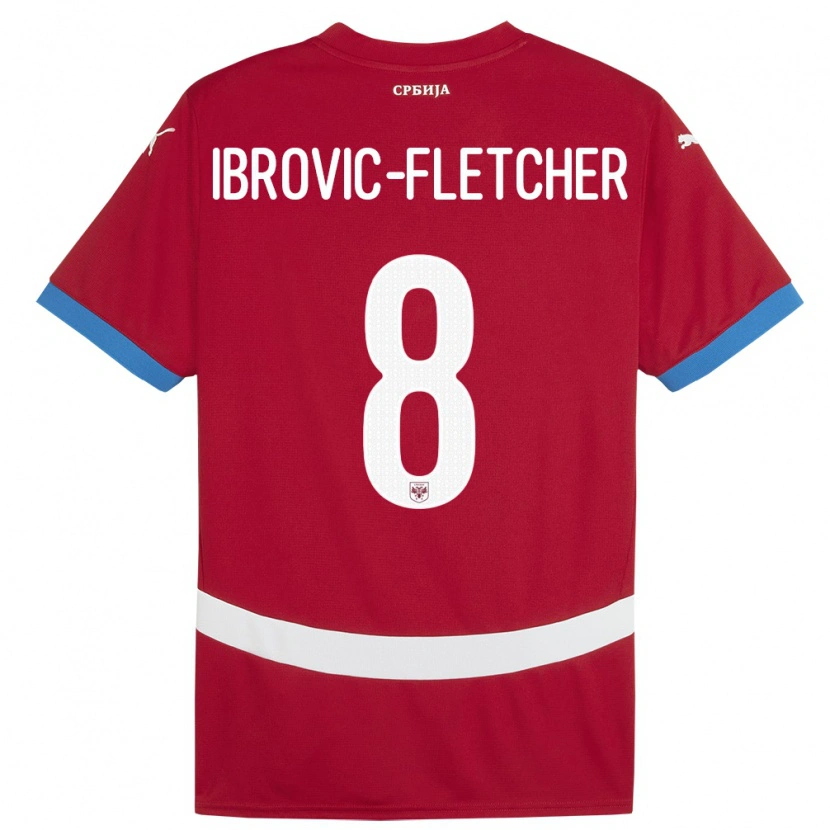 Danxen Børn Serbien Edward Ibrovic-Fletcher #8 Rød Hjemmebane Spillertrøjer 24-26 Trøje T-Shirt