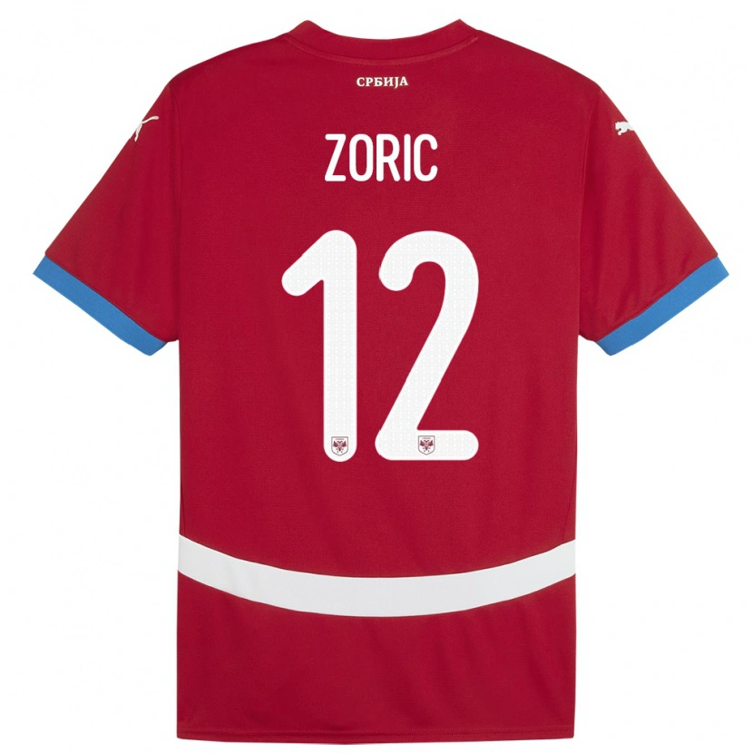 Danxen Børn Serbien Nemanja Zoric #12 Rød Hjemmebane Spillertrøjer 24-26 Trøje T-Shirt