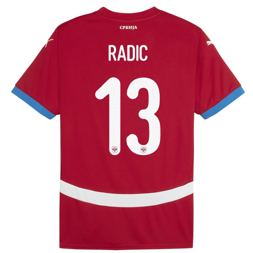 Danxen Børn Serbien Mihailo Radic #13 Rød Hjemmebane Spillertrøjer 24-26 Trøje T-Shirt
