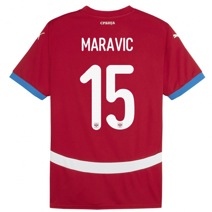 Danxen Børn Serbien Mateo Maravic #15 Rød Hjemmebane Spillertrøjer 24-26 Trøje T-Shirt