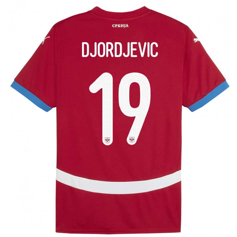 Danxen Børn Serbien Luka Djordjevic #19 Rød Hjemmebane Spillertrøjer 24-26 Trøje T-Shirt