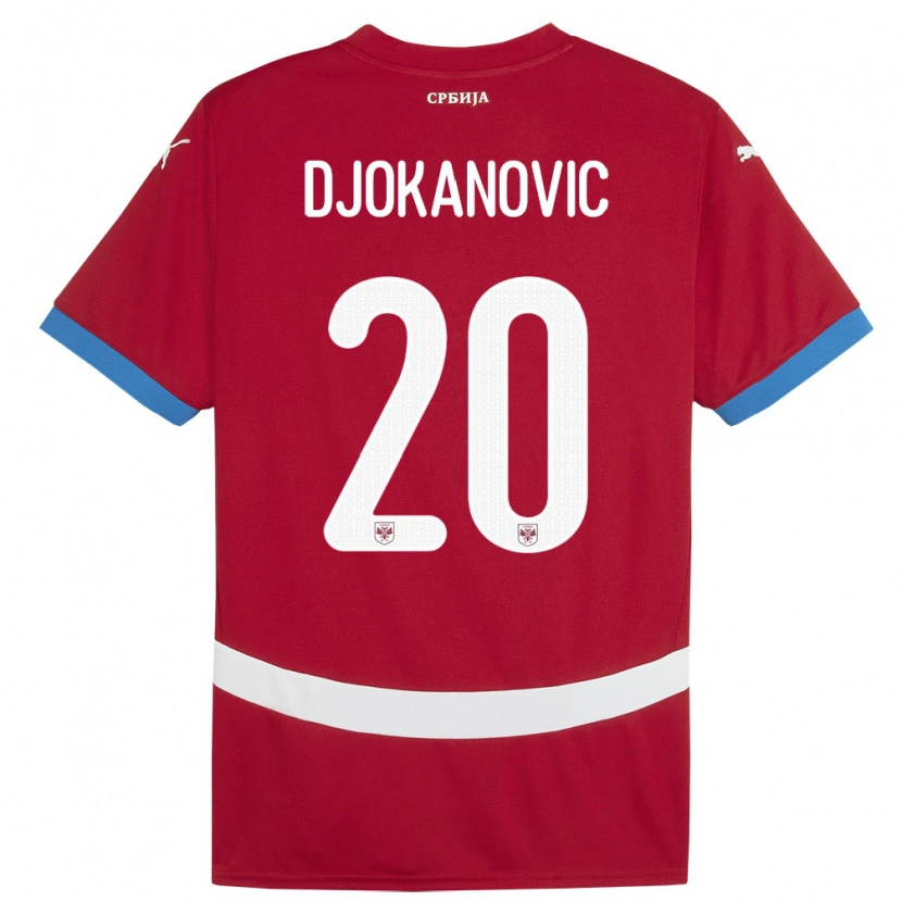 Danxen Børn Serbien Damjan Djokanovic #20 Rød Hjemmebane Spillertrøjer 24-26 Trøje T-Shirt