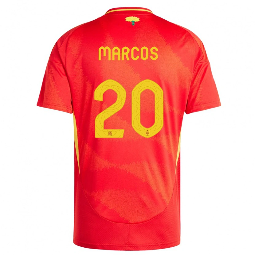 Danxen Børn Spanien Óscar Marcos #20 Rød Hjemmebane Spillertrøjer 24-26 Trøje T-Shirt