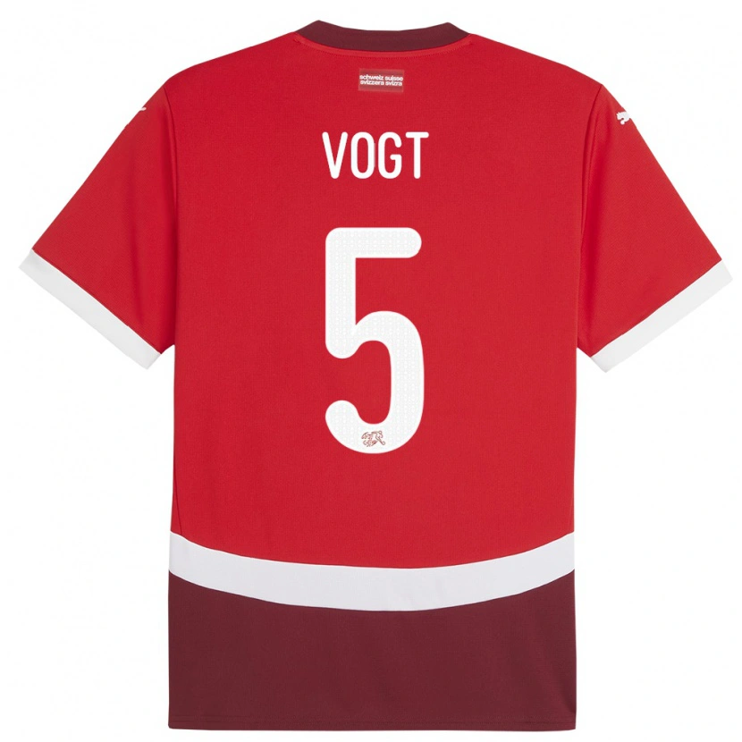 Danxen Børn Schweiz Gian Vogt #5 Rød Hjemmebane Spillertrøjer 24-26 Trøje T-Shirt