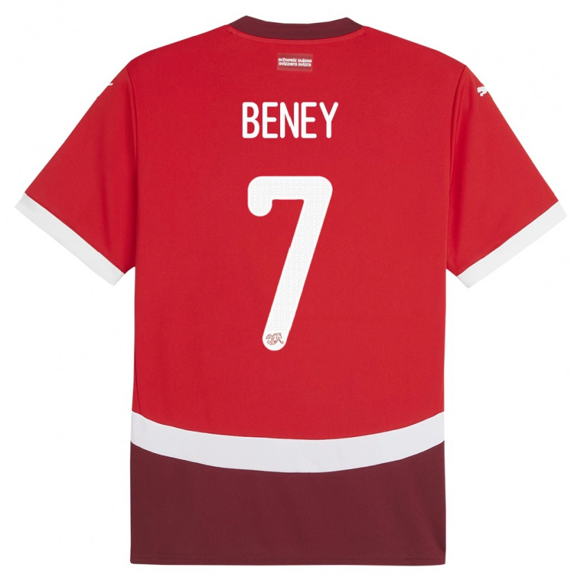 Danxen Børn Schweiz Roméo Beney #7 Rød Hjemmebane Spillertrøjer 24-26 Trøje T-Shirt