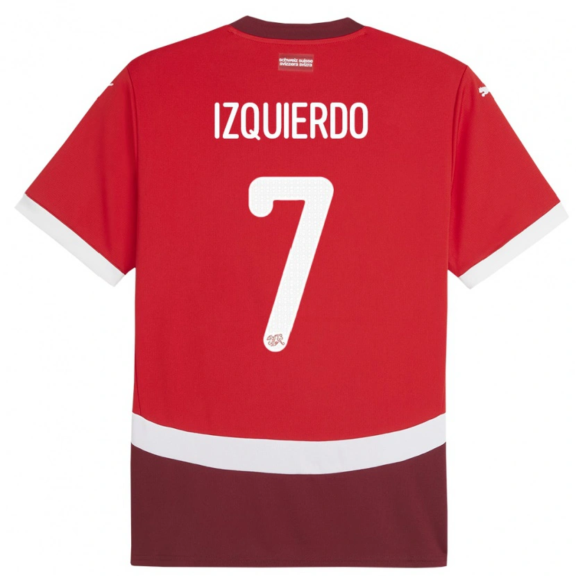 Danxen Børn Schweiz Ivan Izquierdo #7 Rød Hjemmebane Spillertrøjer 24-26 Trøje T-Shirt