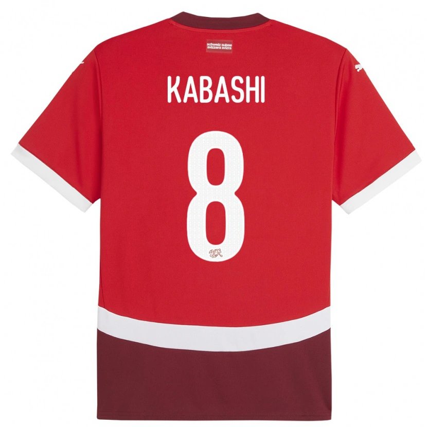 Danxen Børn Schweiz Leart Kabashi #8 Rød Hjemmebane Spillertrøjer 24-26 Trøje T-Shirt
