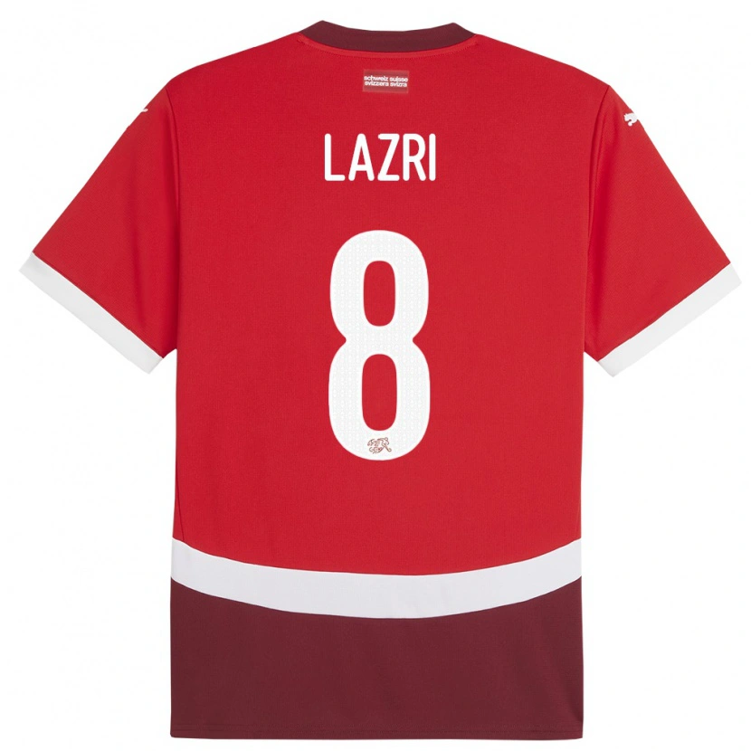 Danxen Børn Schweiz Nico Lazri #8 Rød Hjemmebane Spillertrøjer 24-26 Trøje T-Shirt