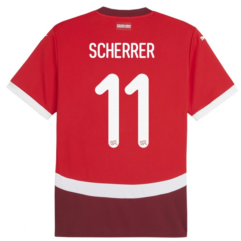 Danxen Børn Schweiz Nevio Scherrer #11 Rød Hjemmebane Spillertrøjer 24-26 Trøje T-Shirt