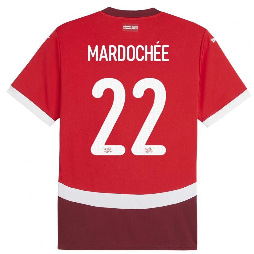 Danxen Børn Schweiz Miguel Mardochée #22 Rød Hjemmebane Spillertrøjer 24-26 Trøje T-Shirt