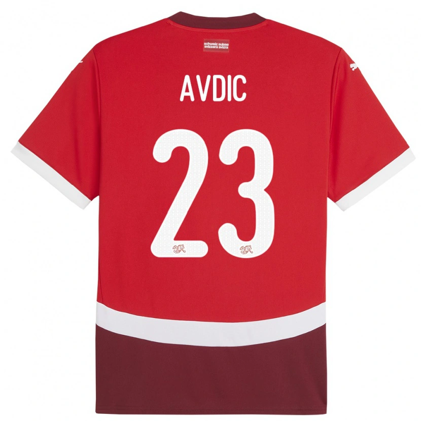 Danxen Børn Schweiz Ahmedin Avdic #23 Rød Hjemmebane Spillertrøjer 24-26 Trøje T-Shirt