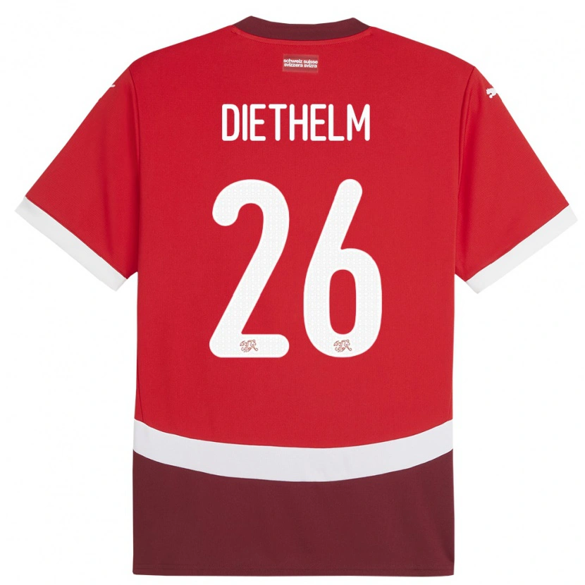Danxen Børn Schweiz Thierry Diethelm #26 Rød Hjemmebane Spillertrøjer 24-26 Trøje T-Shirt