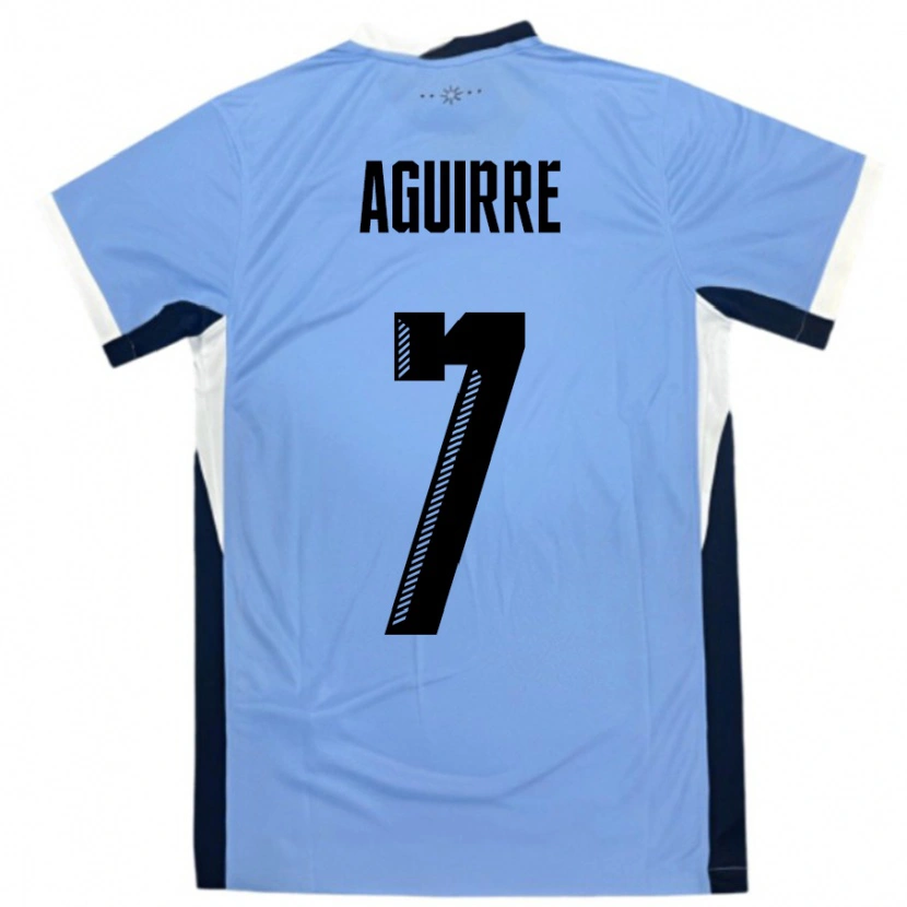 Danxen Børn Uruguay Rodrigo Aguirre #7 Hvid Sort Hjemmebane Spillertrøjer 24-26 Trøje T-Shirt