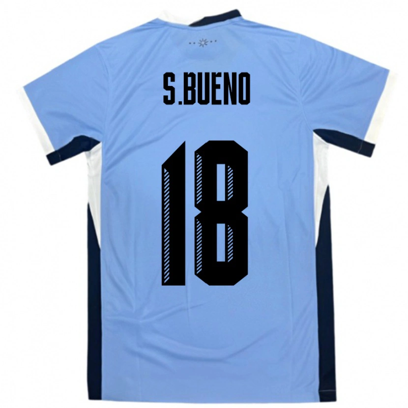 Danxen Børn Uruguay Santiago Bueno #18 Hvid Sort Hjemmebane Spillertrøjer 24-26 Trøje T-Shirt