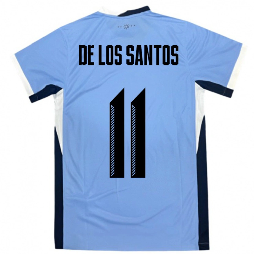 Danxen Børn Uruguay Juan Cruz De Los Santos #11 Hvid Sort Hjemmebane Spillertrøjer 24-26 Trøje T-Shirt