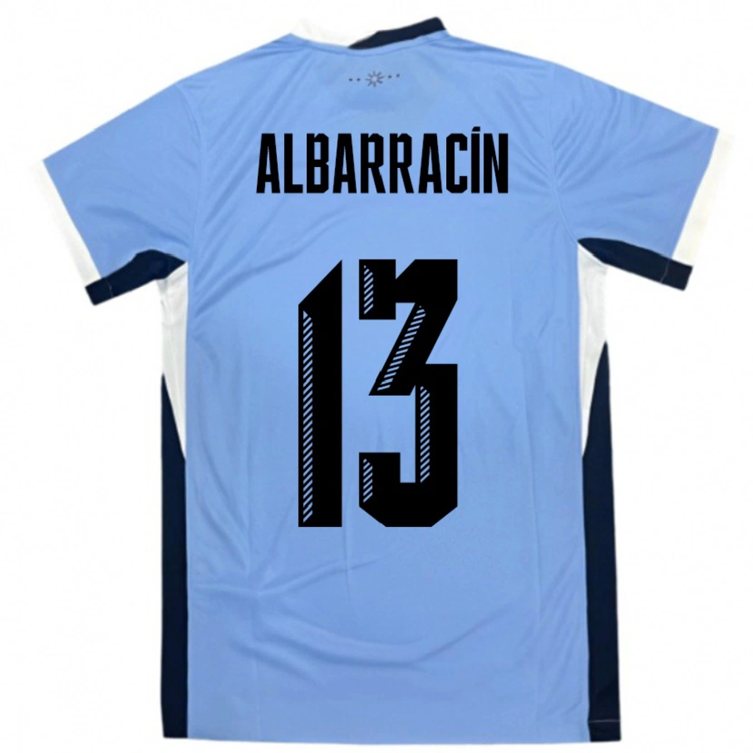 Danxen Børn Uruguay Agustín Albarracín #13 Hvid Sort Hjemmebane Spillertrøjer 24-26 Trøje T-Shirt