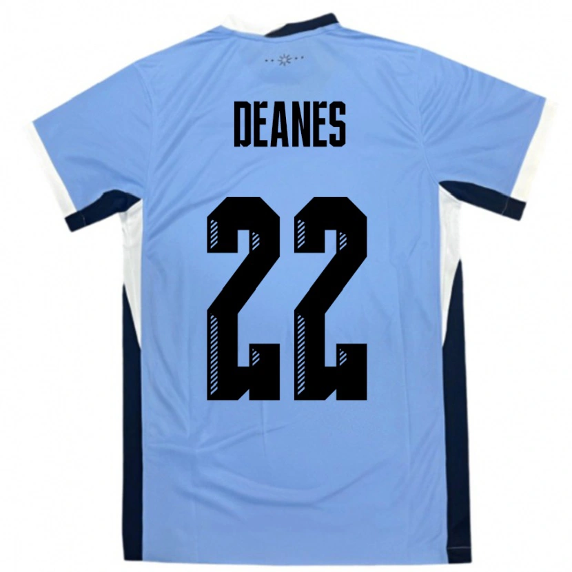 Danxen Børn Uruguay Tiago Deanes #22 Hvid Sort Hjemmebane Spillertrøjer 24-26 Trøje T-Shirt