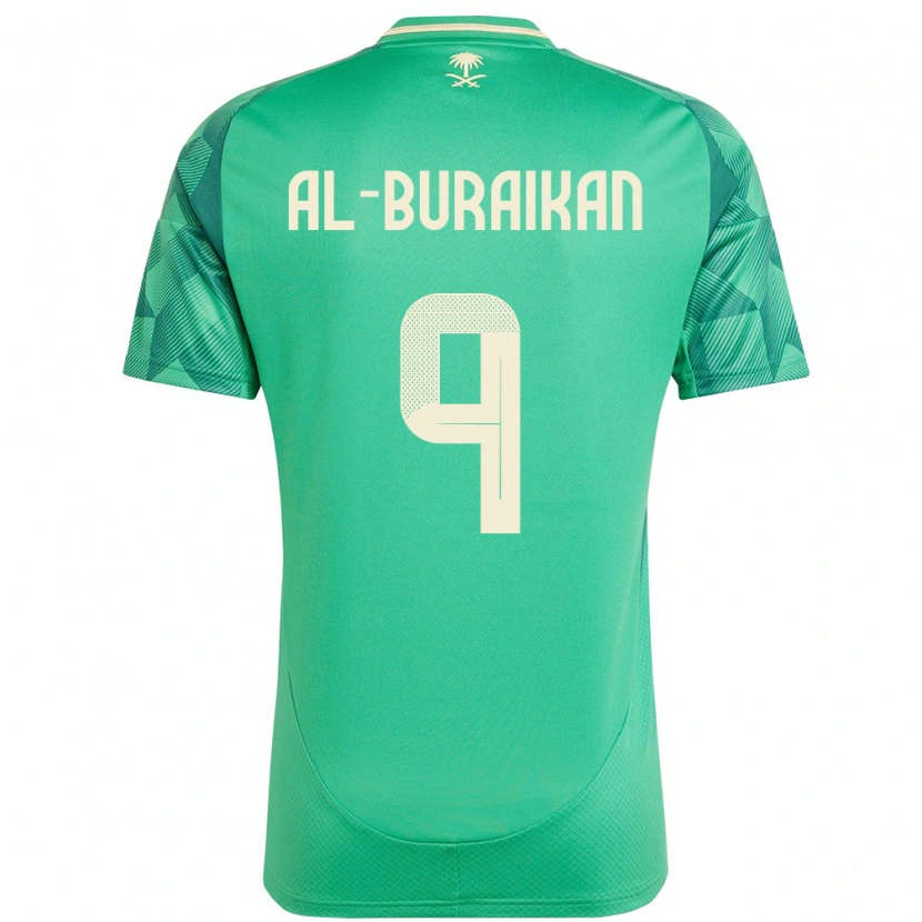 Danxen Børn Saudi-Arabien Firas Al-Buraikan #9 Grøn Hjemmebane Spillertrøjer 24-26 Trøje T-Shirt