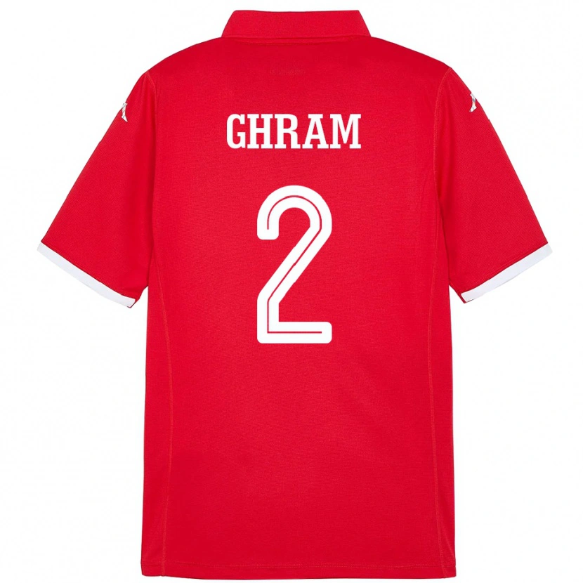 Danxen Børn Tunesien Alaa Ghram #2 Rød Hjemmebane Spillertrøjer 24-26 Trøje T-Shirt