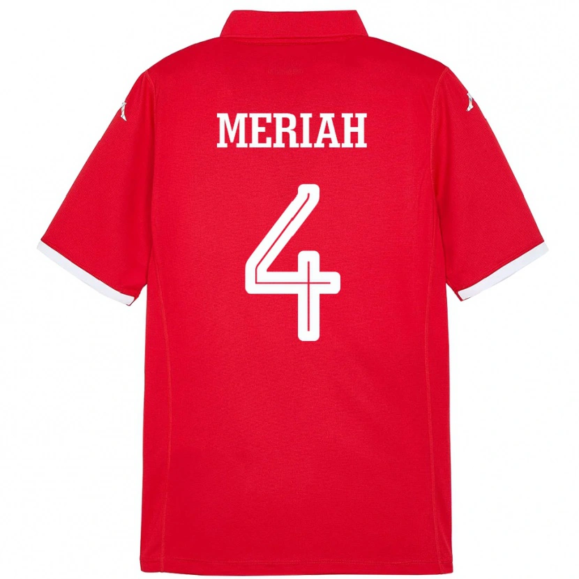 Danxen Børn Tunesien Yassine Meriah #4 Rød Hjemmebane Spillertrøjer 24-26 Trøje T-Shirt