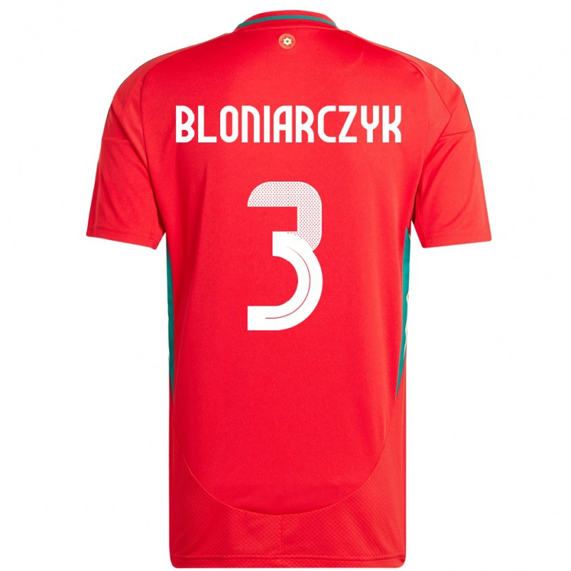 Danxen Børn Wales Kaven Bloniarczyk #3 Rød Hjemmebane Spillertrøjer 24-26 Trøje T-Shirt