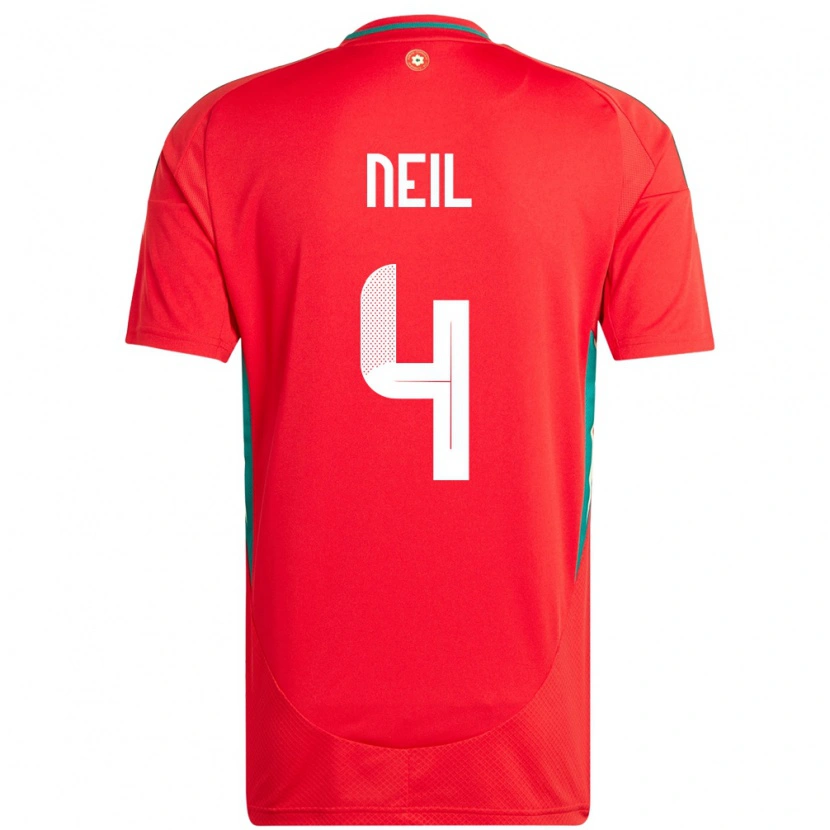 Danxen Børn Wales Marlie Neil #4 Rød Hjemmebane Spillertrøjer 24-26 Trøje T-Shirt