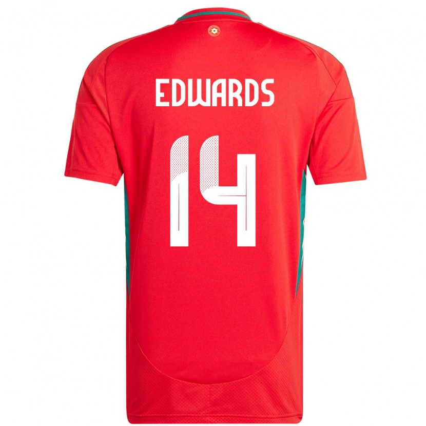 Danxen Børn Wales Noah Edwards #14 Rød Hjemmebane Spillertrøjer 24-26 Trøje T-Shirt