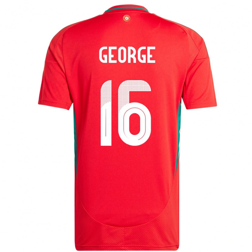 Danxen Børn Wales Trey George #16 Rød Hjemmebane Spillertrøjer 24-26 Trøje T-Shirt