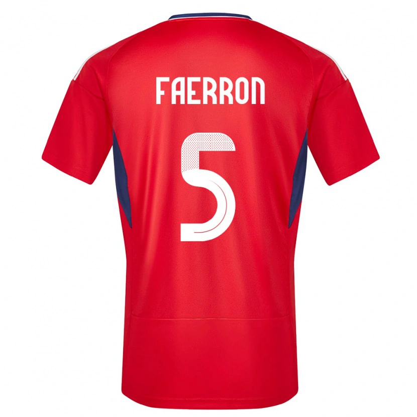 Danxen Børn Costa Rica Fernán Faerron #5 Rød Hjemmebane Spillertrøjer 24-26 Trøje T-Shirt