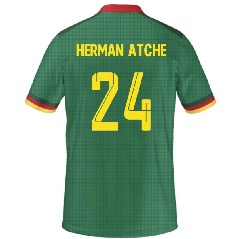 Danxen Børn Cameroun Miguel Herman Atche #24 Grøn Hjemmebane Spillertrøjer 24-26 Trøje T-Shirt