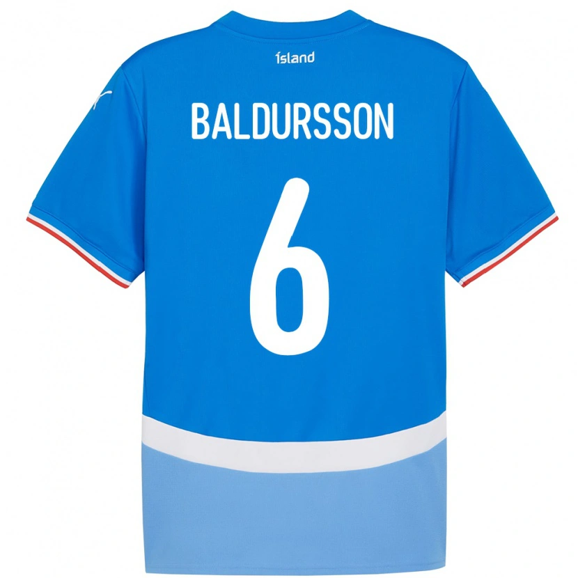 Danxen Børn Island Breki Baldursson #6 Blå Hjemmebane Spillertrøjer 24-26 Trøje T-Shirt