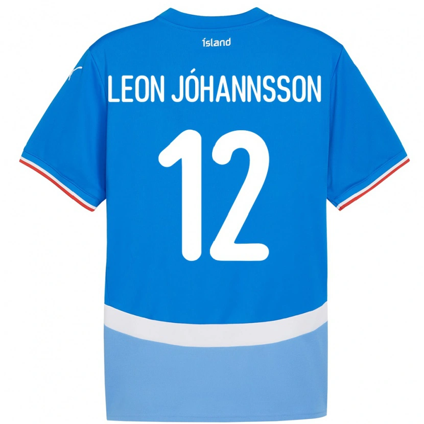 Danxen Børn Island Marten Leon Jóhannsson #12 Blå Hjemmebane Spillertrøjer 24-26 Trøje T-Shirt