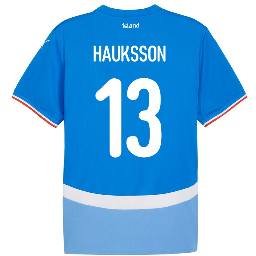 Danxen Børn Island Bjarki Hauksson #13 Blå Hjemmebane Spillertrøjer 24-26 Trøje T-Shirt