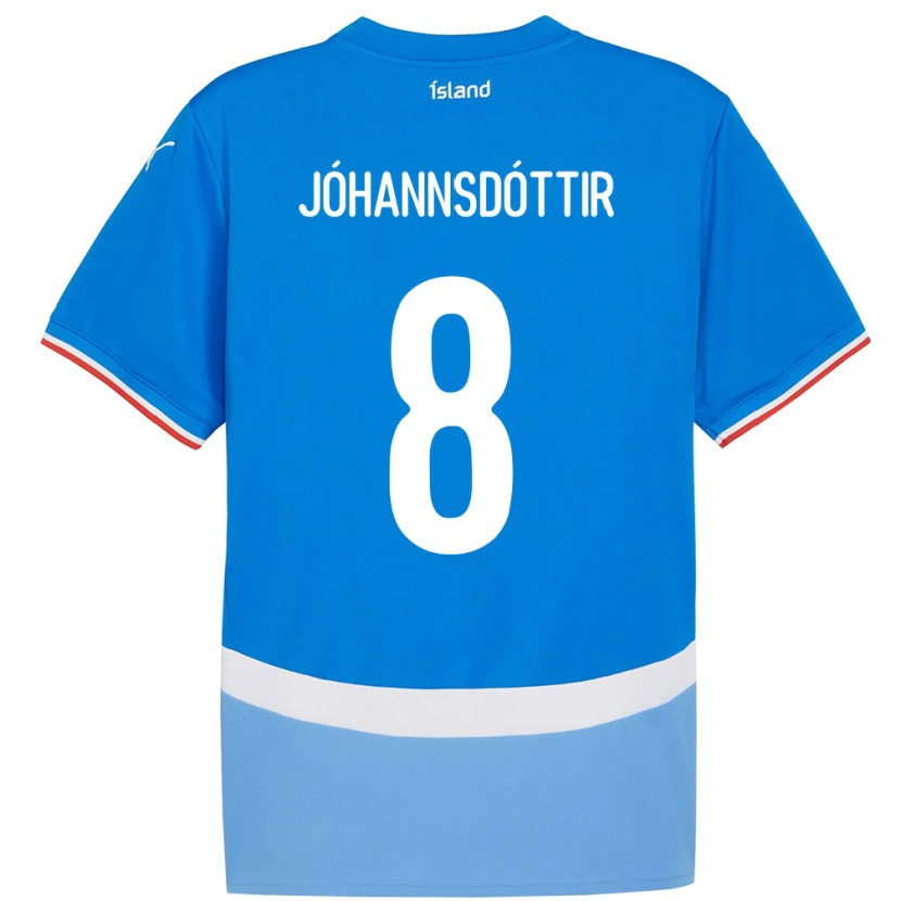 Danxen Børn Island Alexandra Jóhannsdóttir #8 Blå Hjemmebane Spillertrøjer 24-26 Trøje T-Shirt