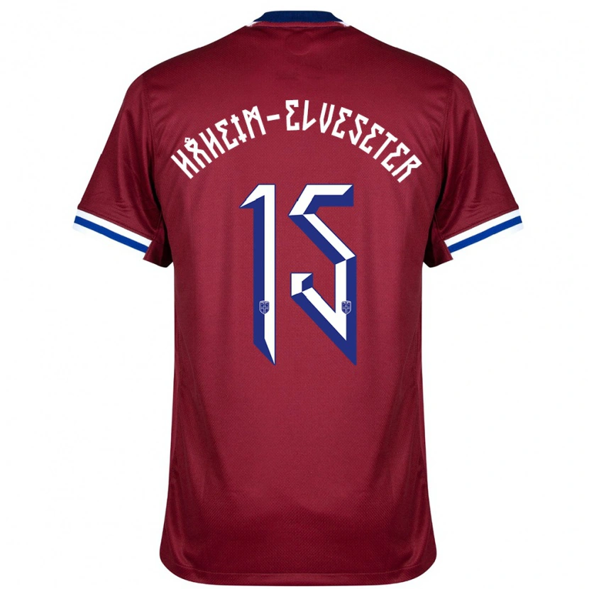 Danxen Børn Norge Martin Håheim-Elveseter #15 Rød Blå Hvid Hjemmebane Spillertrøjer 24-26 Trøje T-Shirt