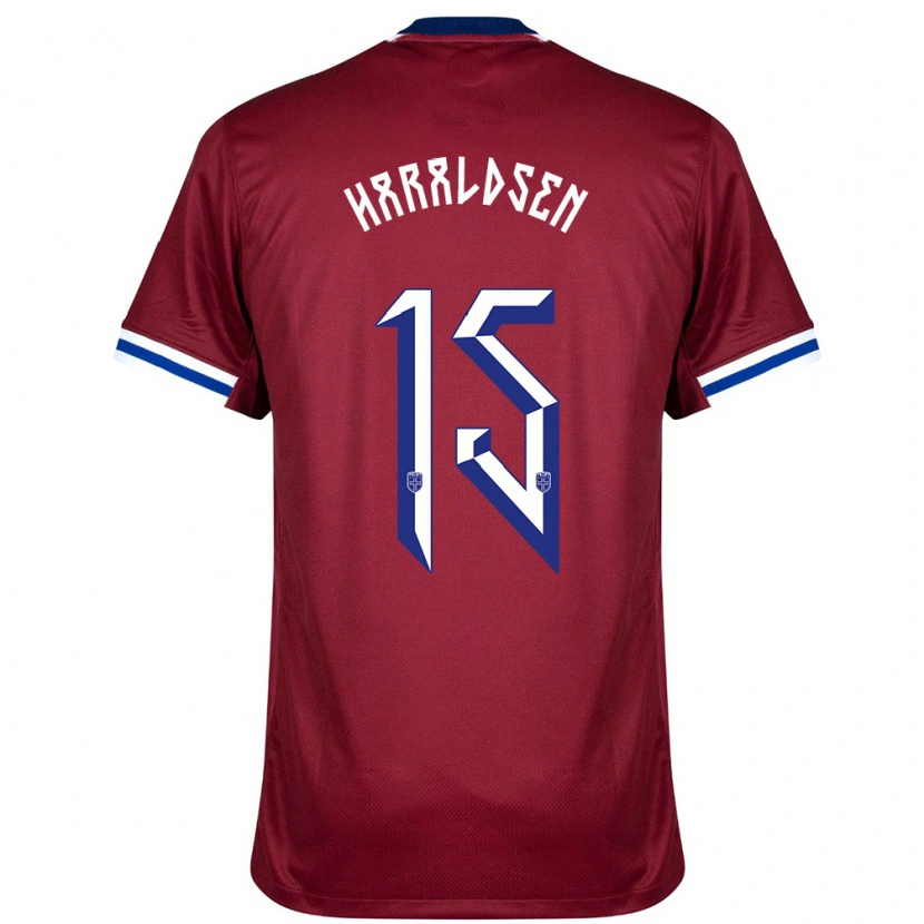 Danxen Børn Norge Henrik Haraldsen #15 Rød Blå Hvid Hjemmebane Spillertrøjer 24-26 Trøje T-Shirt