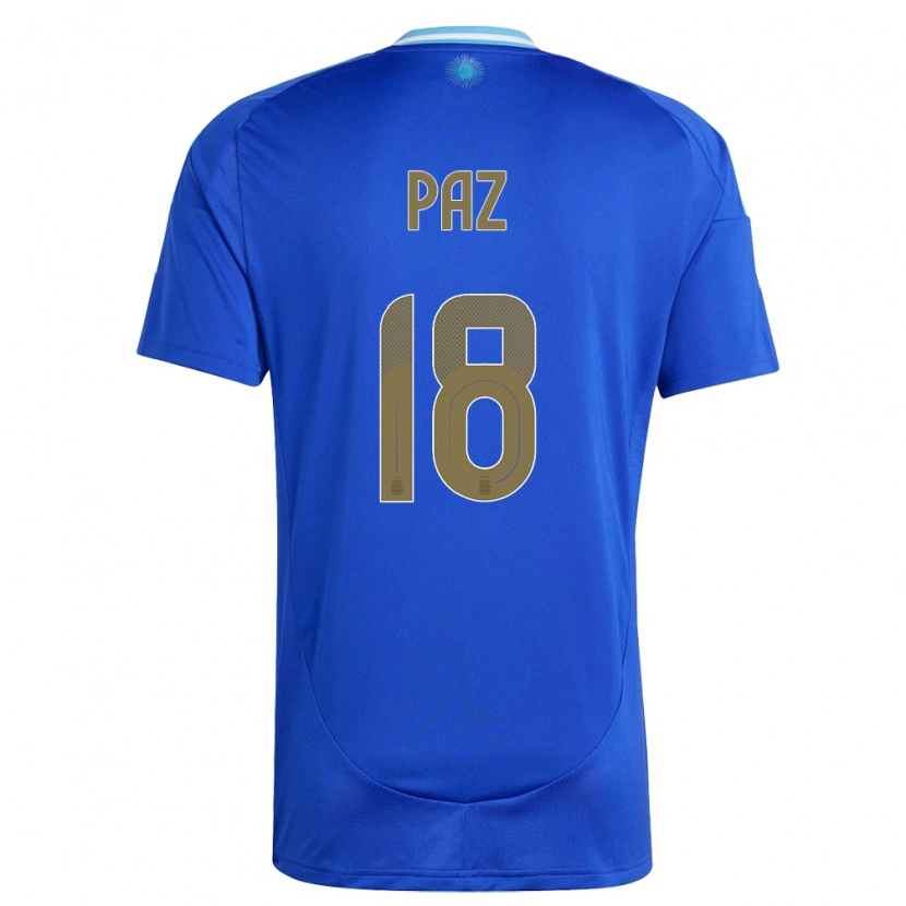 Danxen Børn Argentina Nico Paz #18 Blå Udebane Spillertrøjer 24-26 Trøje T-Shirt