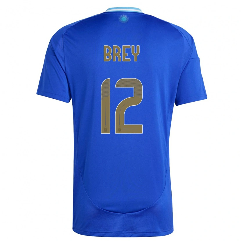 Danxen Børn Argentina Leandro Brey #12 Blå Udebane Spillertrøjer 24-26 Trøje T-Shirt