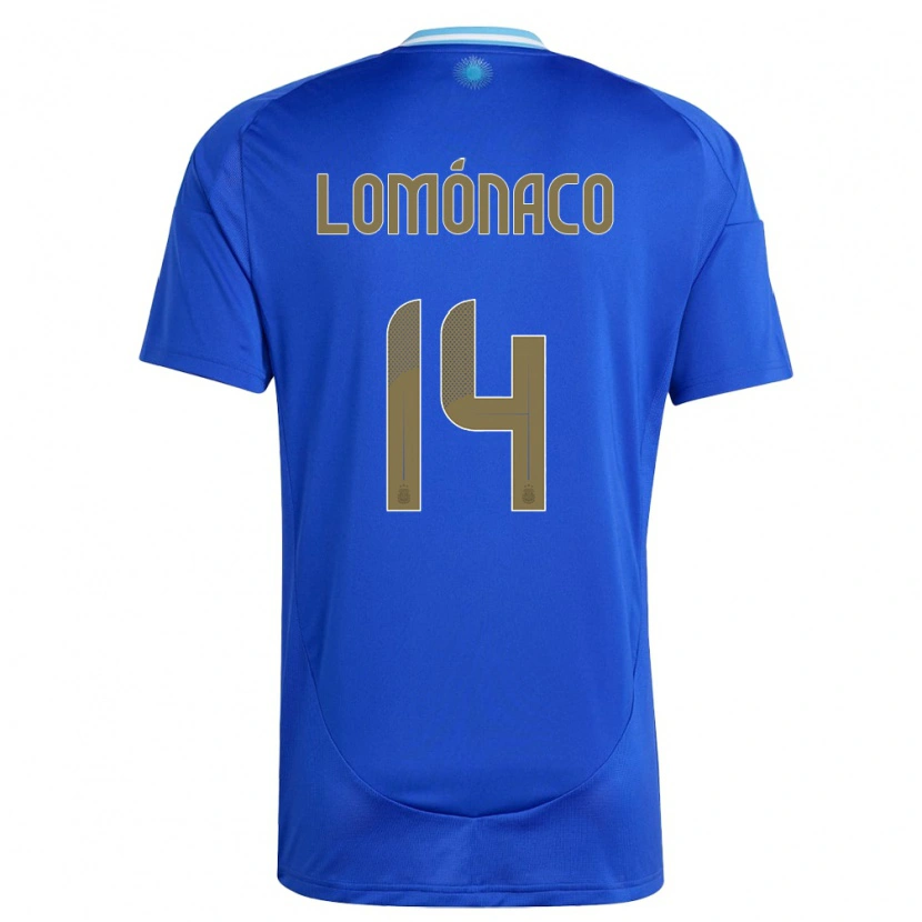 Danxen Børn Argentina Kevin Lomónaco #14 Blå Udebane Spillertrøjer 24-26 Trøje T-Shirt