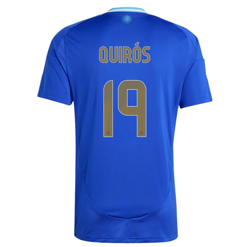 Danxen Børn Argentina Aarón Quirós #19 Blå Udebane Spillertrøjer 24-26 Trøje T-Shirt