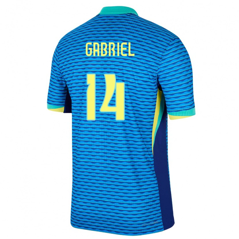 Danxen Børn Brasilien Gabriel Magalhães #14 Blå Udebane Spillertrøjer 24-26 Trøje T-Shirt