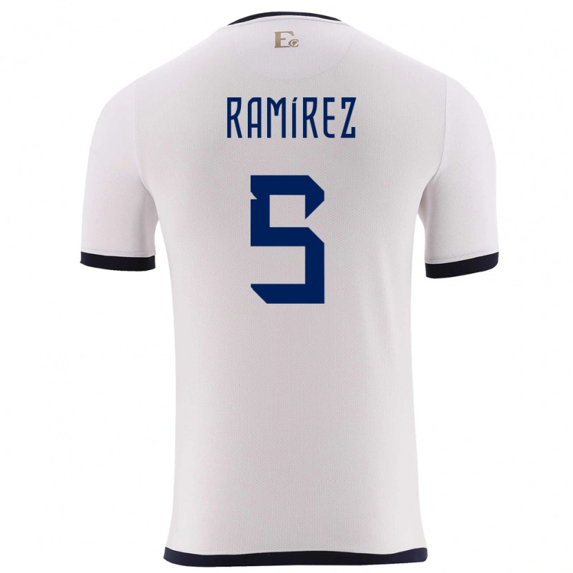 Danxen Børn Ecuador Cristian Ramírez #5 Hvid Udebane Spillertrøjer 24-26 Trøje T-Shirt