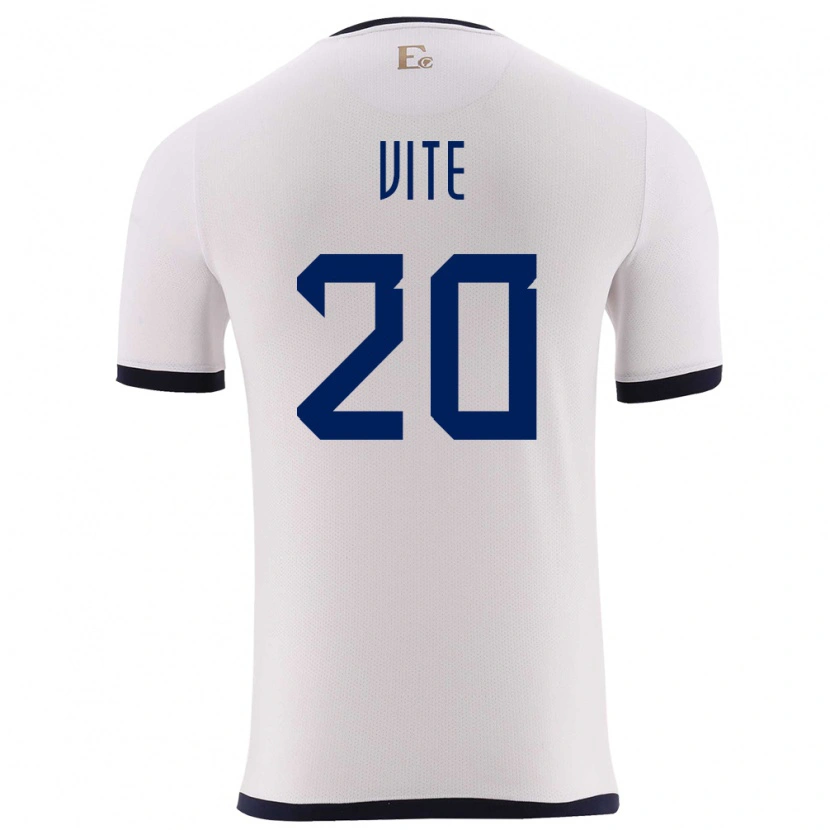 Danxen Børn Ecuador Pedro Vite #20 Hvid Udebane Spillertrøjer 24-26 Trøje T-Shirt