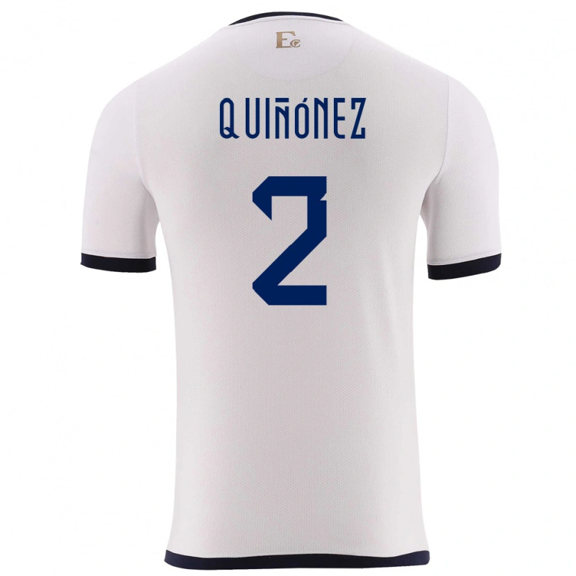 Danxen Børn Ecuador Óscar Quiñónez #2 Hvid Udebane Spillertrøjer 24-26 Trøje T-Shirt