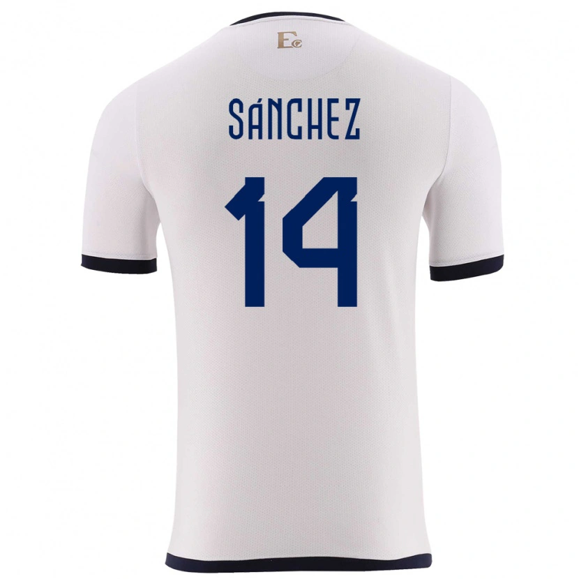 Danxen Børn Ecuador Carlos Sánchez #14 Hvid Udebane Spillertrøjer 24-26 Trøje T-Shirt