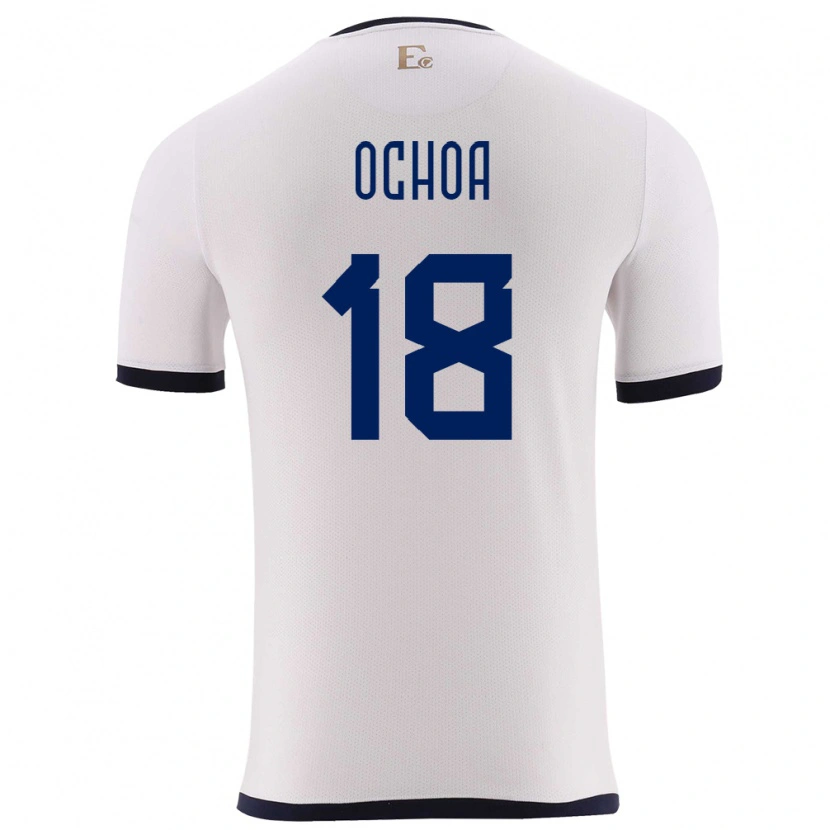 Danxen Børn Ecuador Youri Ochoa #18 Hvid Udebane Spillertrøjer 24-26 Trøje T-Shirt
